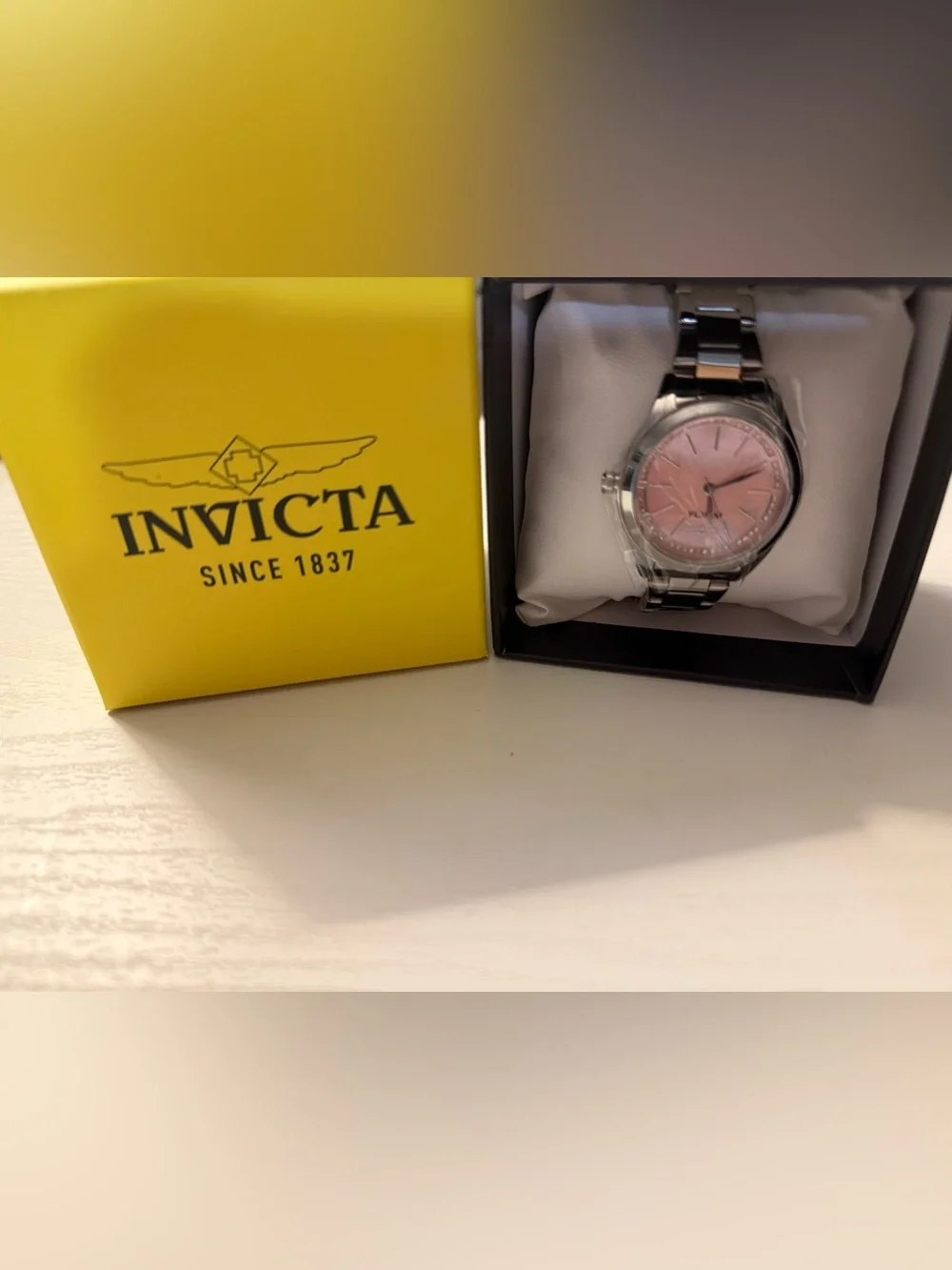 Invicta Women's Stainless Steel Watch with Pink Dial and Silver Bracelet